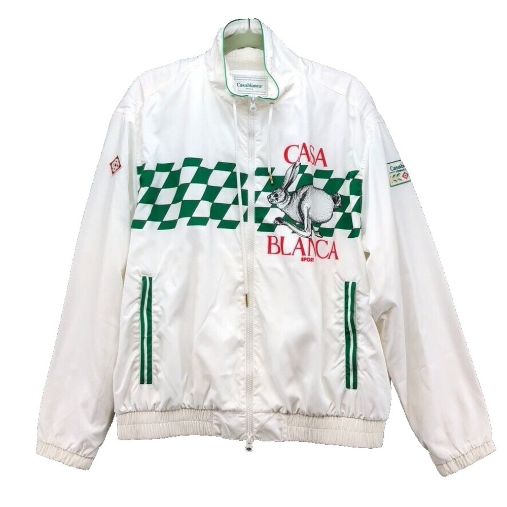 Casablanca Track Jacket Mens XL Adult White Rabbit Sport Tech Windbreaker